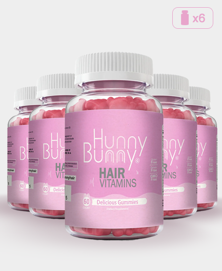 Hunny Bunny Hair Gummies, Complete Vitamins Formula (6 bottle)